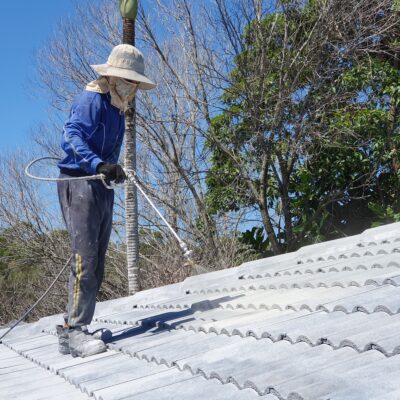 an image of a roof in Bangalow being cleaned.