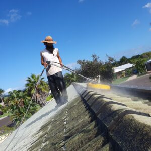 A roof being cleaned in burringbar